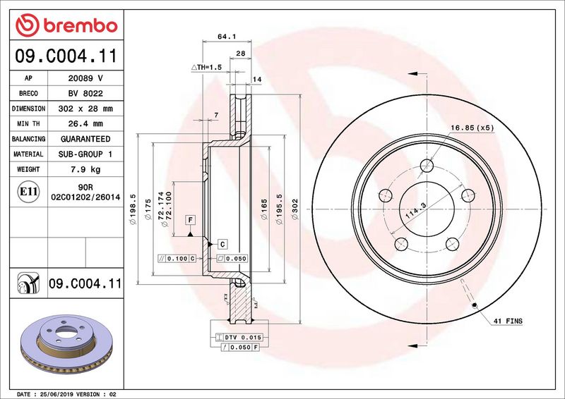 Тормозной диск BREMBO 09C00411