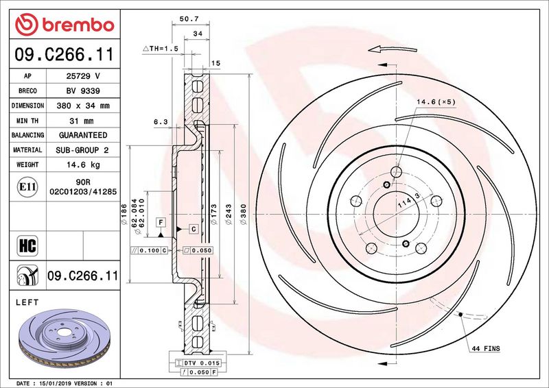 Тормозной диск BREMBO 09C26611