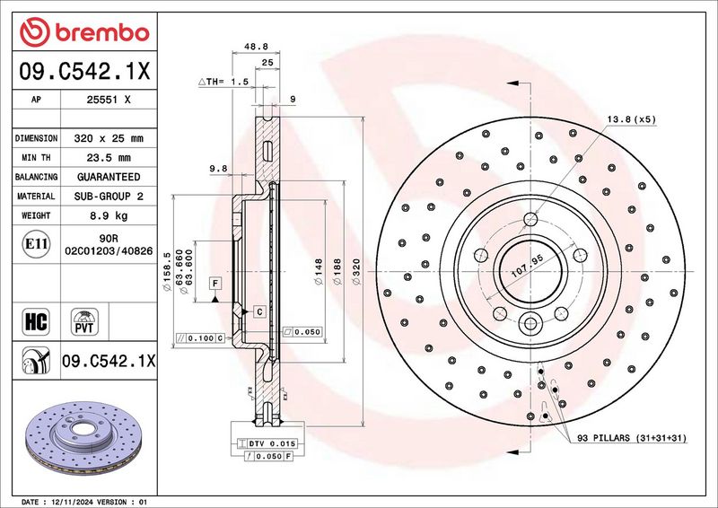 Тормозной диск BREMBO 09C5421X