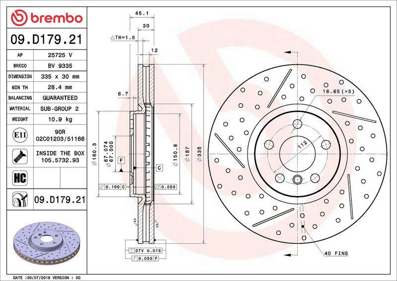 Тормозной диск BREMBO 09D17921