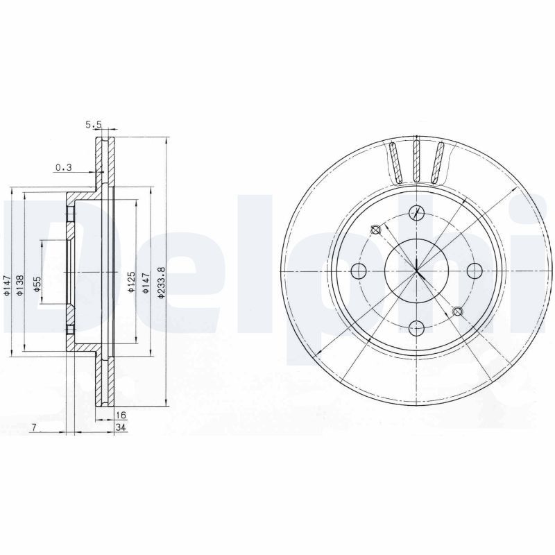 Тормозной диск DELPHI BG3555