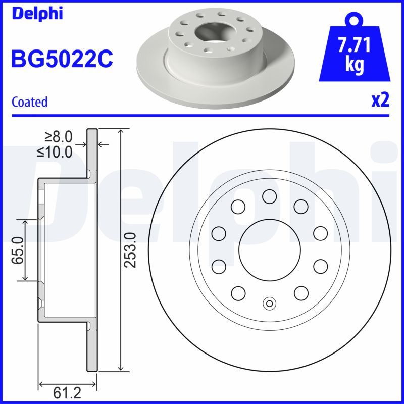 Тормозной диск DELPHI BG5022C
