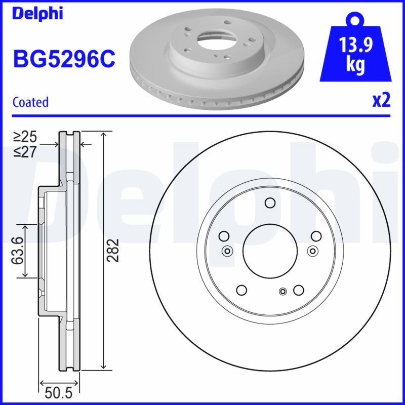 Тормозной диск DELPHI BG5296C