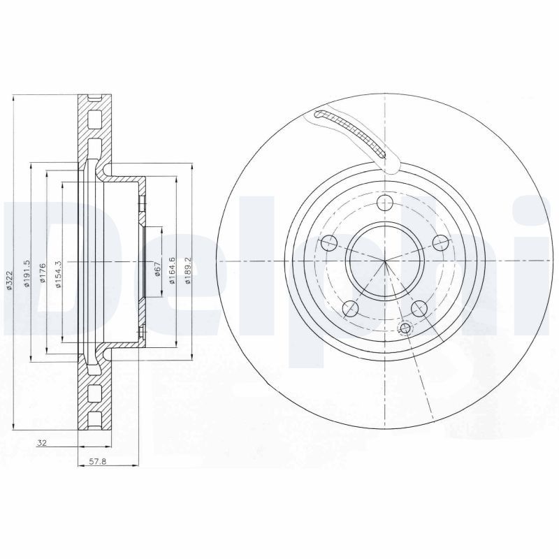 Тормозной диск DELPHI BG9075C
