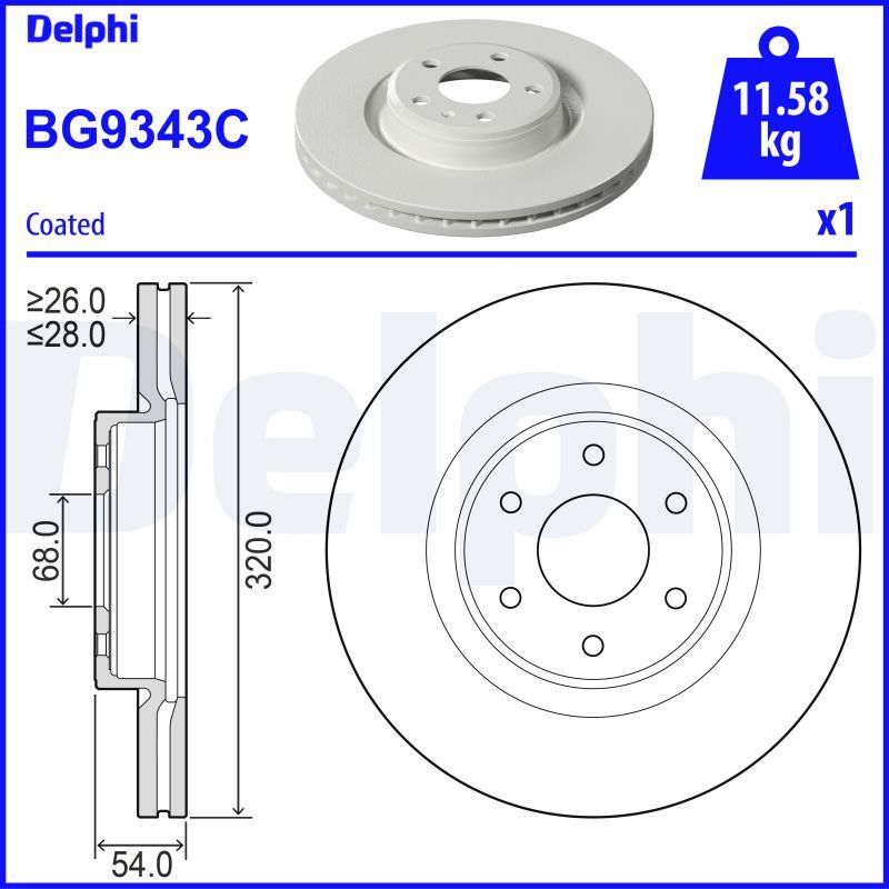 Тормозной диск DELPHI BG9343C