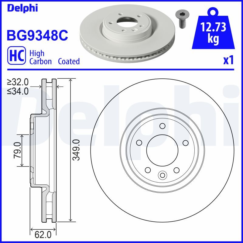 Тормозной диск DELPHI BG9348C