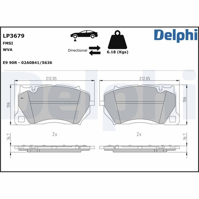 Комплект тормозных колодок, дисковый тормоз DELPHI LP3679