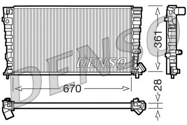 Радиатор, охлаждение двигателя DENSO DRM07030