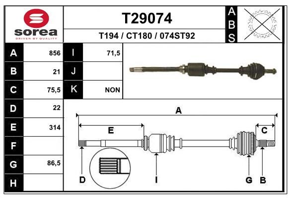 Приводной вал EAI T29074