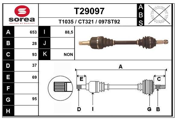 Приводной вал EAI T29097