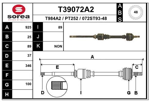 Приводной вал EAI T39072A2