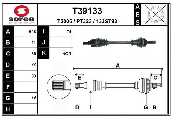 Приводной вал EAI T39133