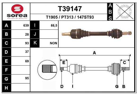 Приводной вал EAI T39147