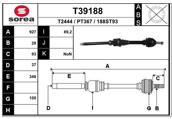 Приводной вал EAI T39188