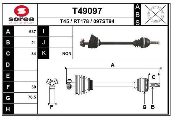 Приводной вал EAI T49097