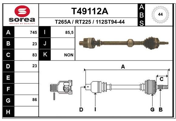 Приводной вал EAI T49112A