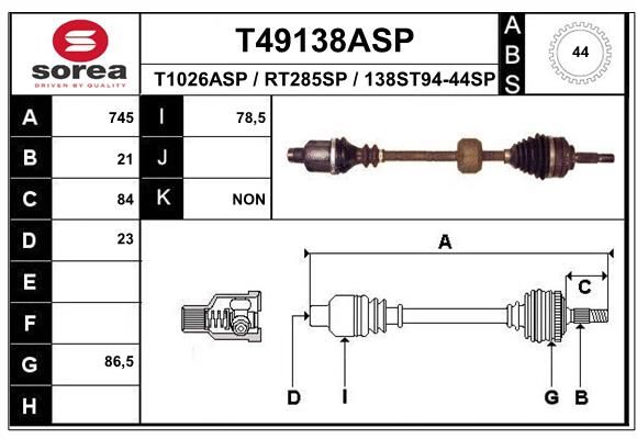 Приводной вал EAI T49138ASP