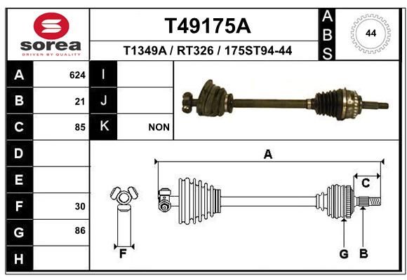 Приводной вал EAI T49175A
