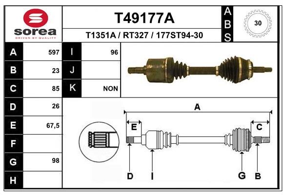 Приводной вал EAI T49177A
