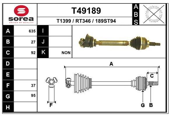 Приводной вал EAI T49189