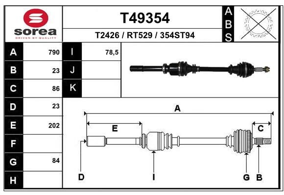 Приводной вал EAI T49354