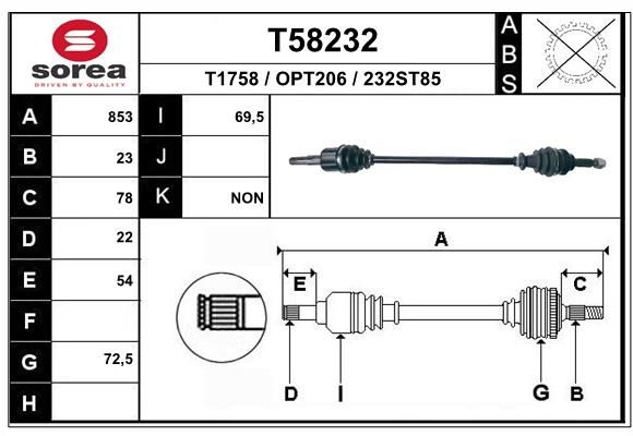 Приводной вал EAI T58232