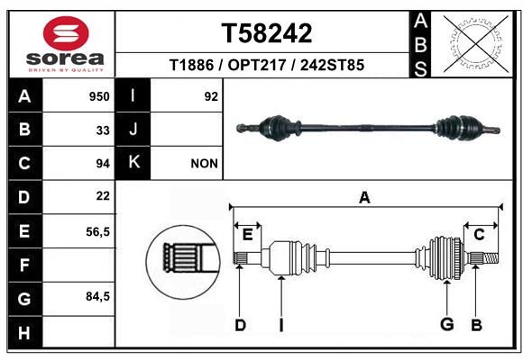 Приводной вал EAI T58242