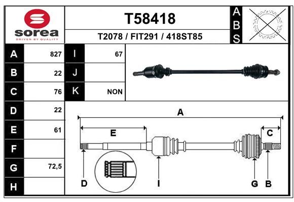 Приводной вал EAI T58418