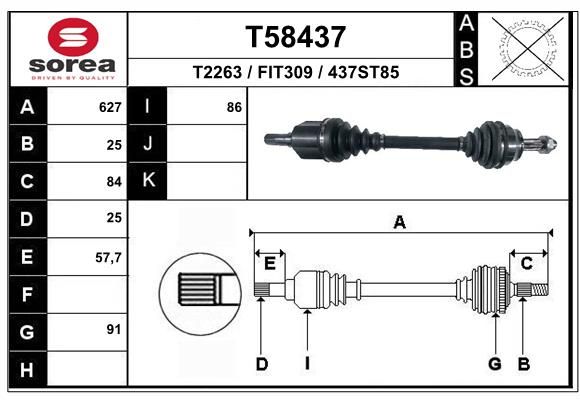 Приводной вал EAI T58437