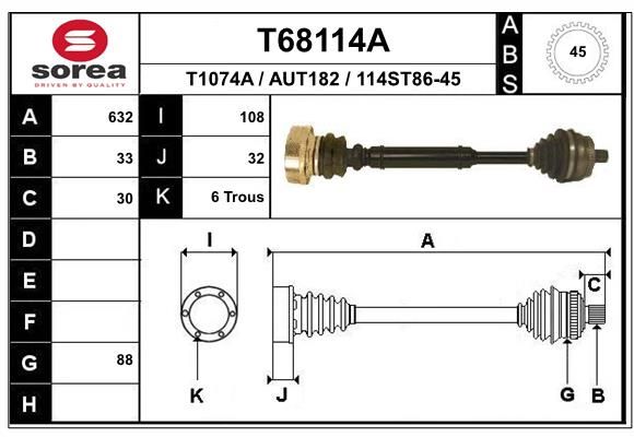 Приводной вал EAI T68114A
