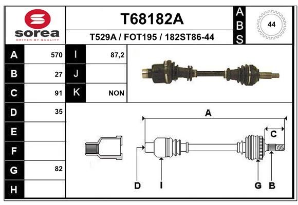 Приводной вал EAI T68182A