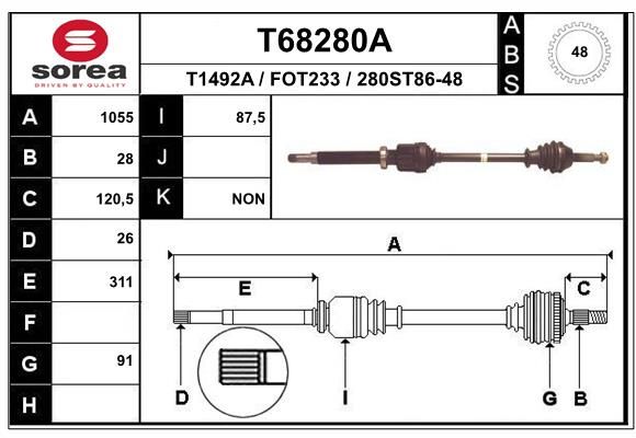 Приводной вал EAI T68280A