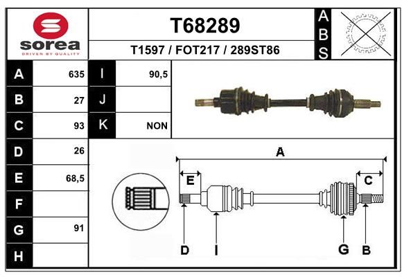 Приводной вал EAI T68289