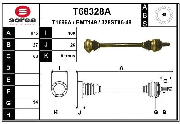 Приводной вал EAI T68328A