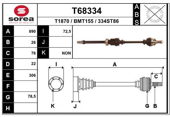 Приводной вал EAI T68334