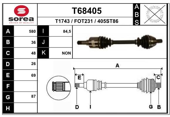 Приводной вал EAI T68405