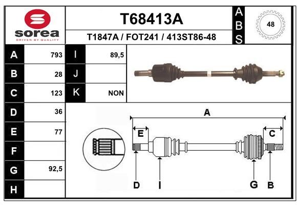 Приводной вал EAI T68413A