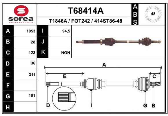 Приводной вал EAI T68414A