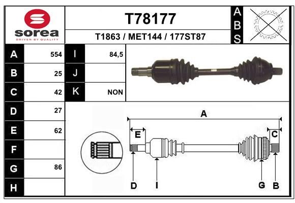 Приводной вал EAI T78177