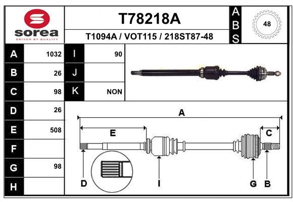 Приводной вал EAI T78218A