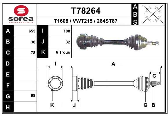 Приводной вал EAI T78264
