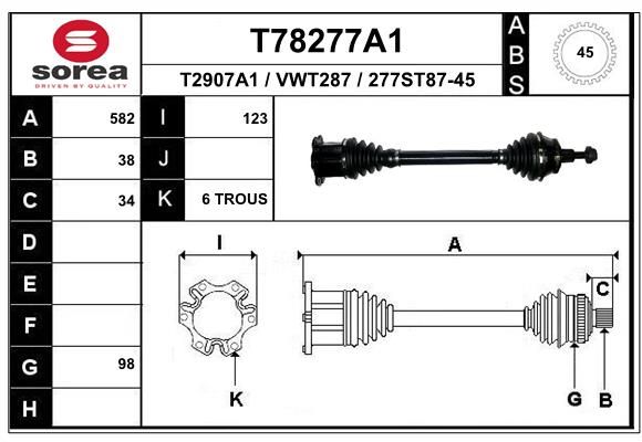 Приводной вал EAI T78277A1