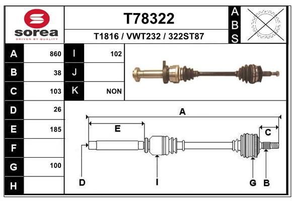 Приводной вал EAI T78322