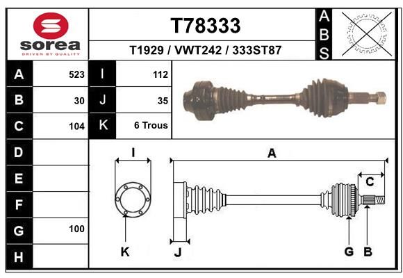 Приводной вал EAI T78333