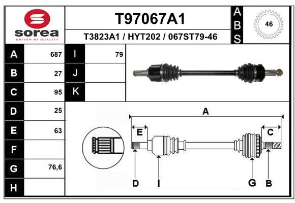 Приводной вал EAI T97067A1