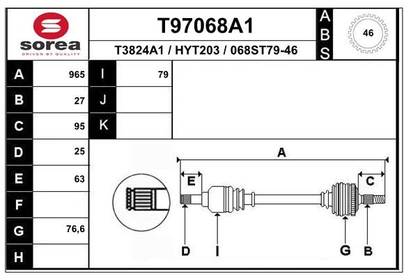 Приводной вал EAI T97068A1