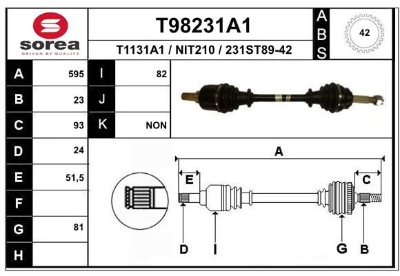 Приводной вал EAI T98231A1