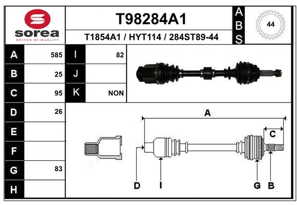Приводной вал EAI T98284A1