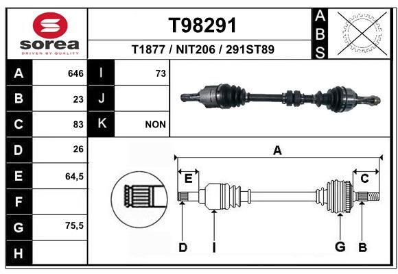 Приводной вал EAI T98291