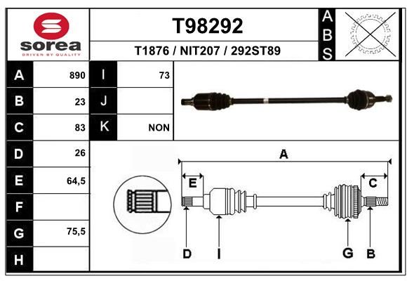 Приводной вал EAI T98292